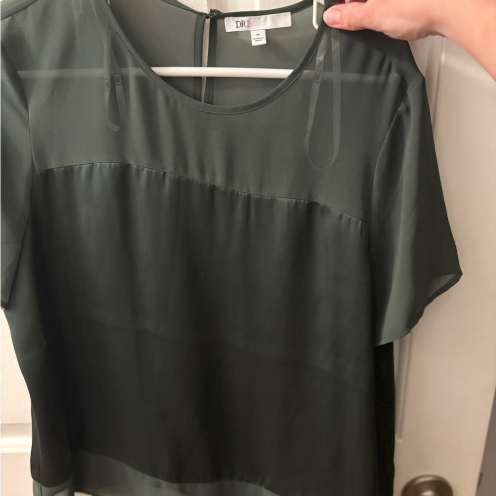 DR2 Elegant Dark Green Sheer Blouse